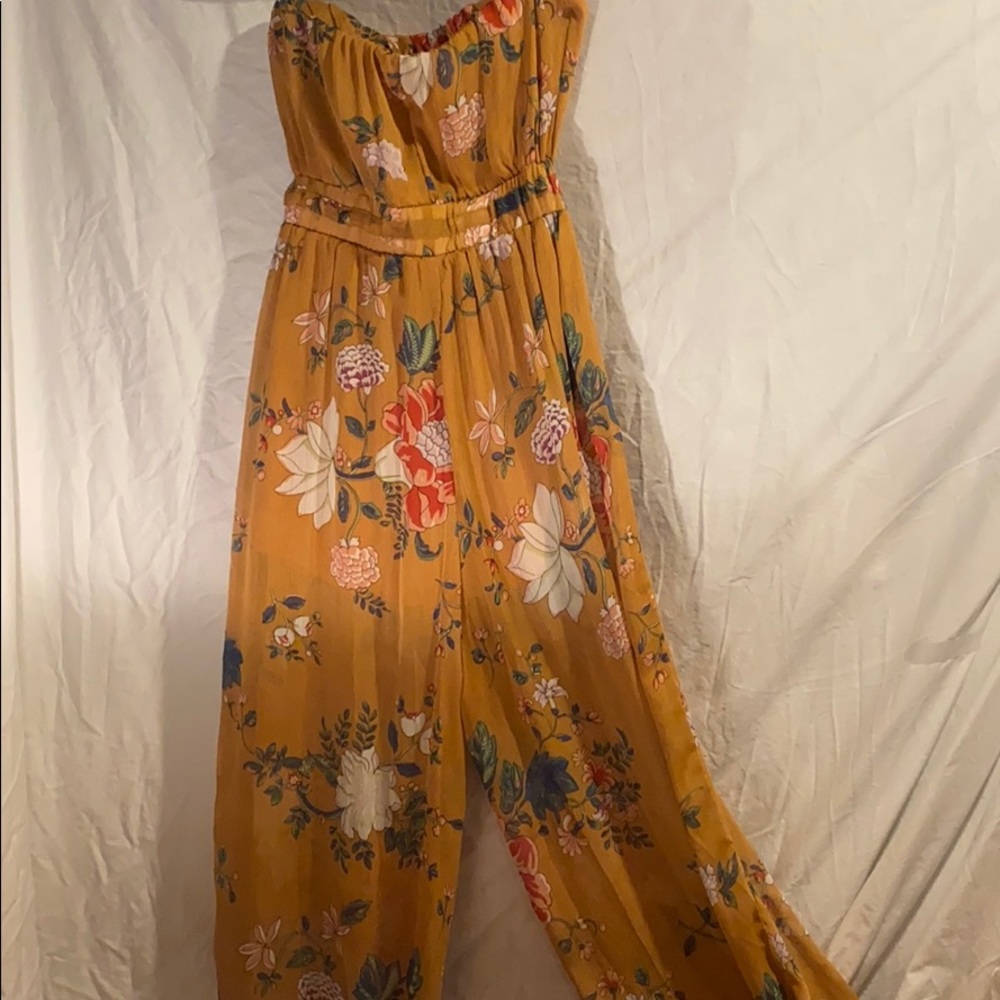 $$ DROP - print strapless long romper